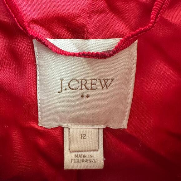 J Crew Vail Parka Coat Electric Red Wool Blend Faux Fur Trim - Picture 7 of 8